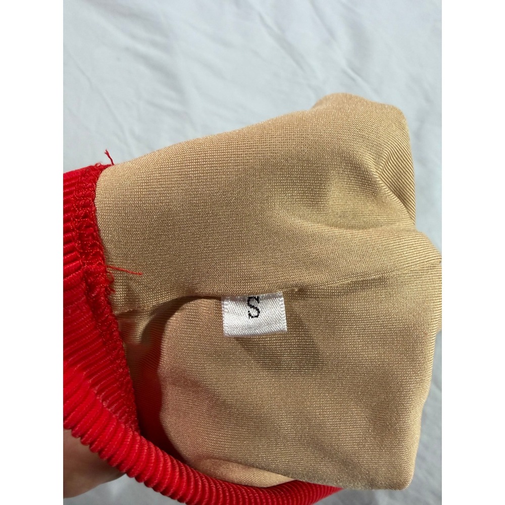 Womens Red Ribbed Knit Scoop Neck Crop Top Tank Double Layered Small - Picture 3 of 6